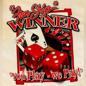 Vintage 1990s Casino Winner Ocean Players Club T shirt. Carnival Cruise line